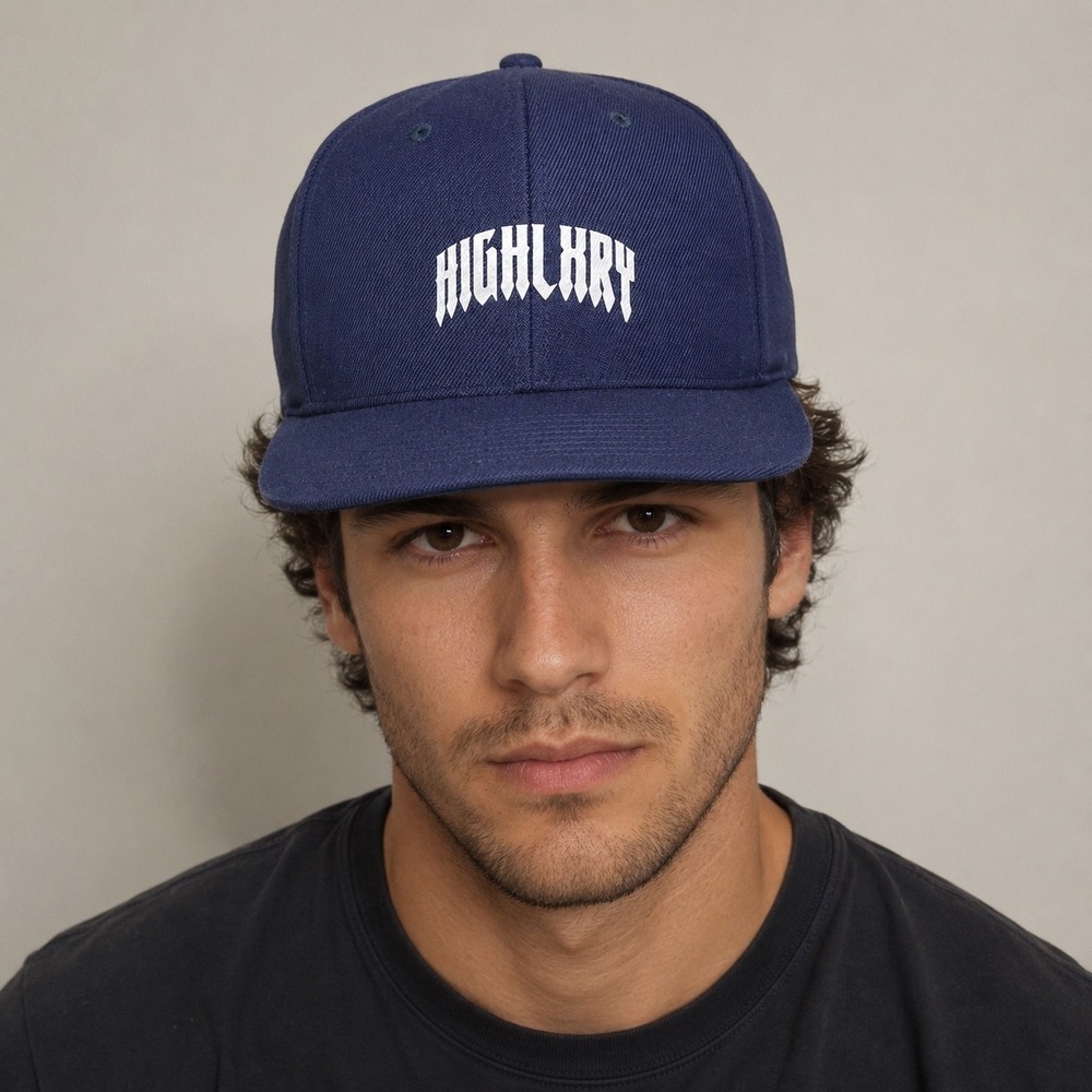 Highlxry Yupoong Hat Men One Size Navy Blue Wool Blend Cap The Classics Snapback